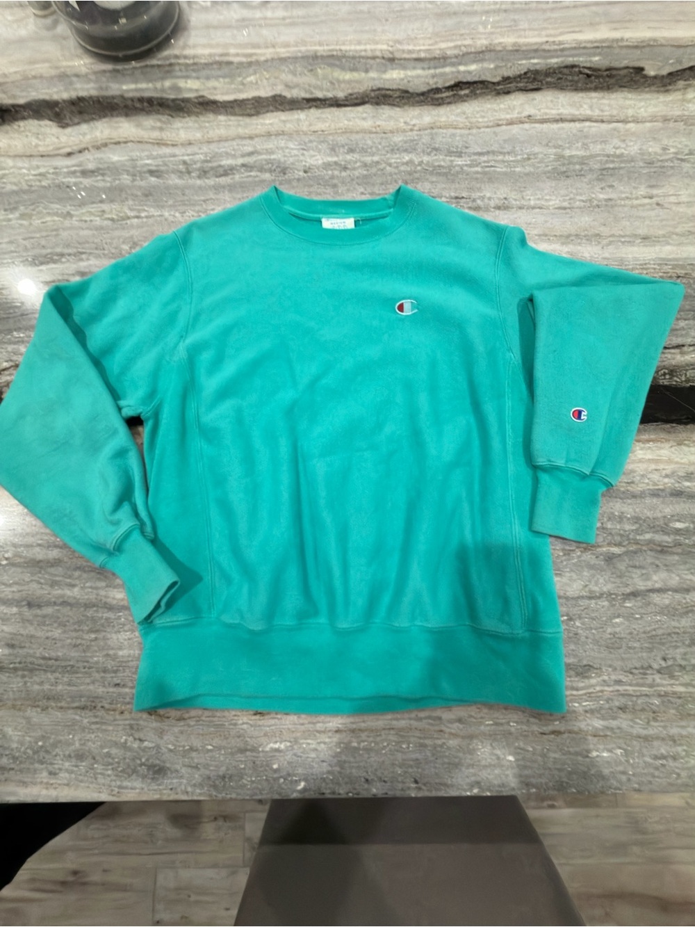 Champion Men's Teal Green Crewneck Sweatshirt
